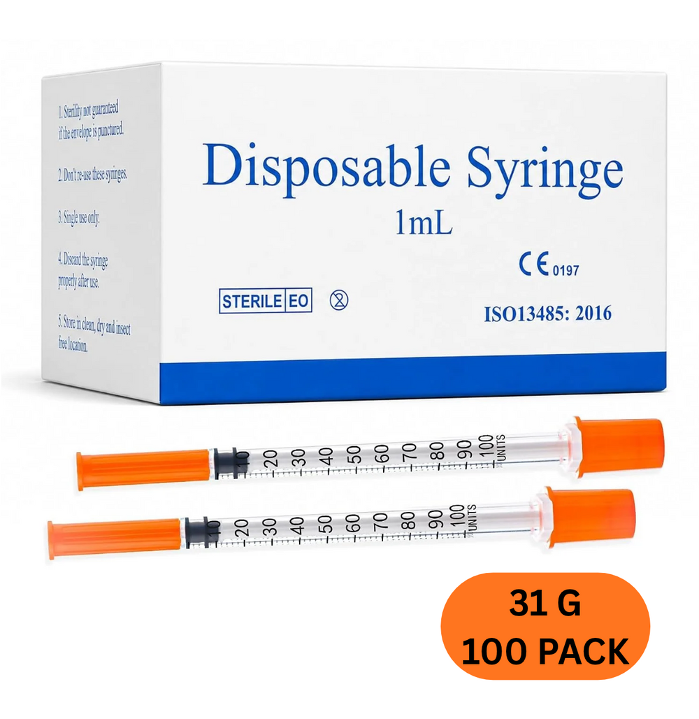 31G 8mm 1mL Syringes – 100 Pack